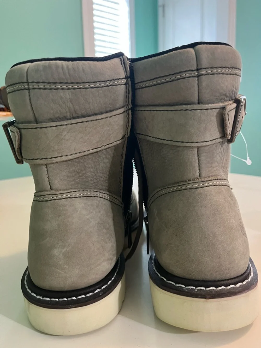 Harley-Davidson Marconi Moto Light Gray Lace-Up Motorcycle Boots NWT No Box - Picture 5 of 11